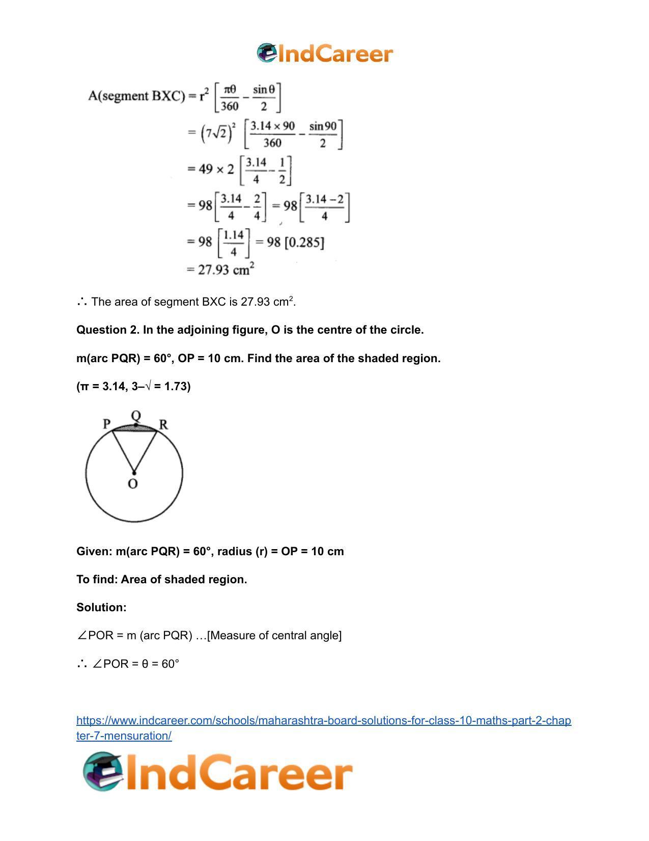 Maharashtra Board Solutions for Class 10-Maths (Part 2): Chapter 7- Mensuration - Page 42
