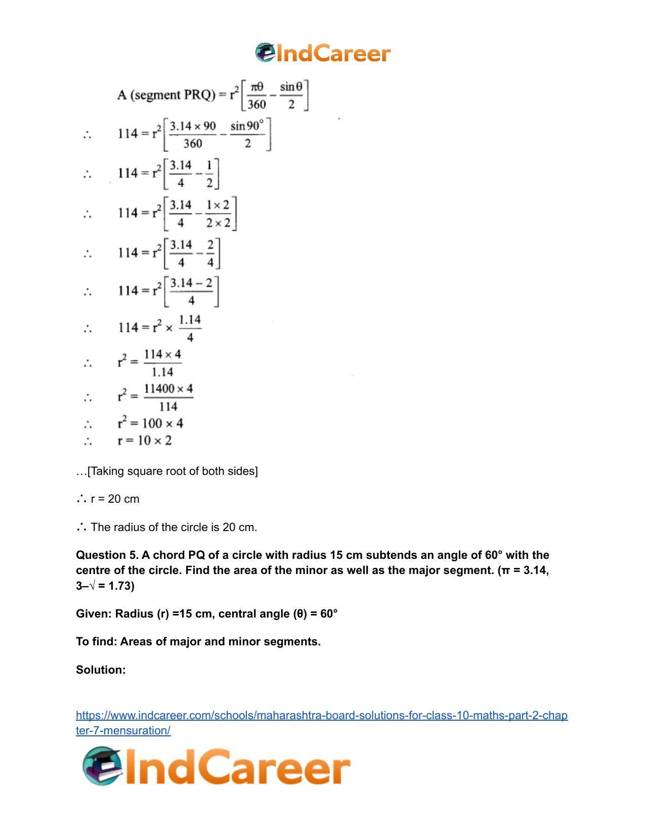 Maharashtra Board Solutions for Class 10-Maths (Part 2): Chapter 7- Mensuration - Page 46
