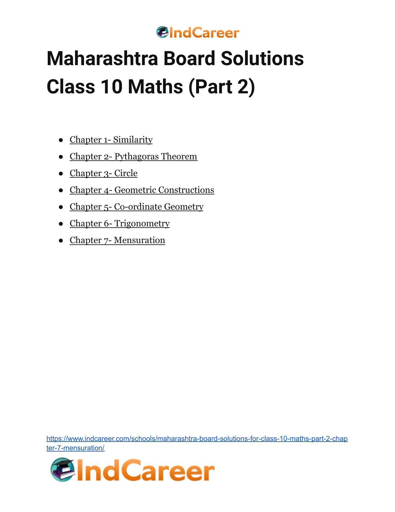 Maharashtra Board Solutions for Class 10-Maths (Part 2): Chapter 7- Mensuration - Page 49