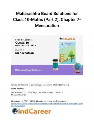 Maharashtra Board Solutions for Class 10-Maths (Part 2): Chapter 7- Mensuration