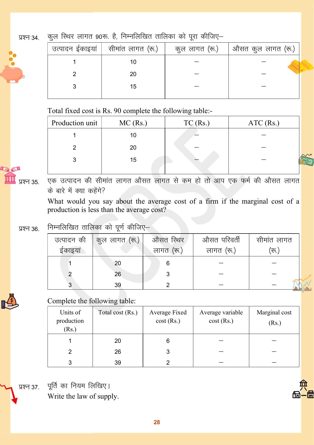 CGBSE Board Class 12 Economics अर्थशास्त्र 2023-2024 Question Bank - Page 28