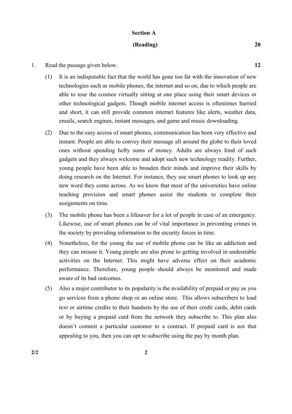 CBSE Class 10 2-2 (Language & Literature) SET-2 2018 Question Paper - Page 2