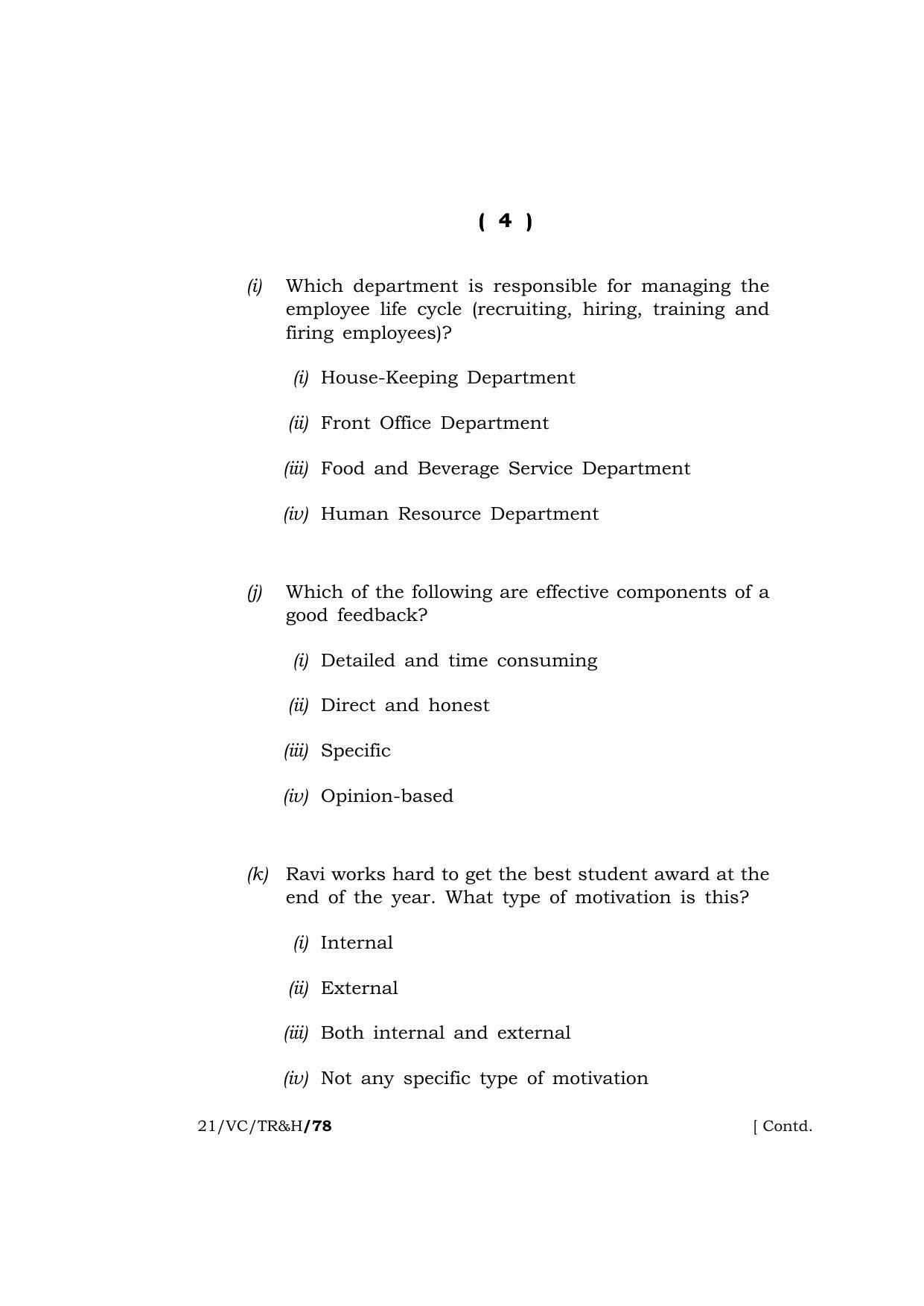 Meghalaya Board (MBOSE) Class 10 TOURISM AND HOSPITALITY (21-VC-TR&H) 2021 Question Paper - Page 4