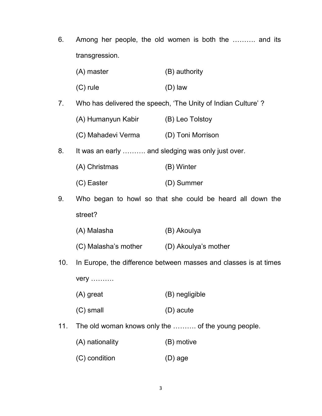 Bihar Board 10th ENGLISH (Compulsory) Model Paper 2023 - Page 3