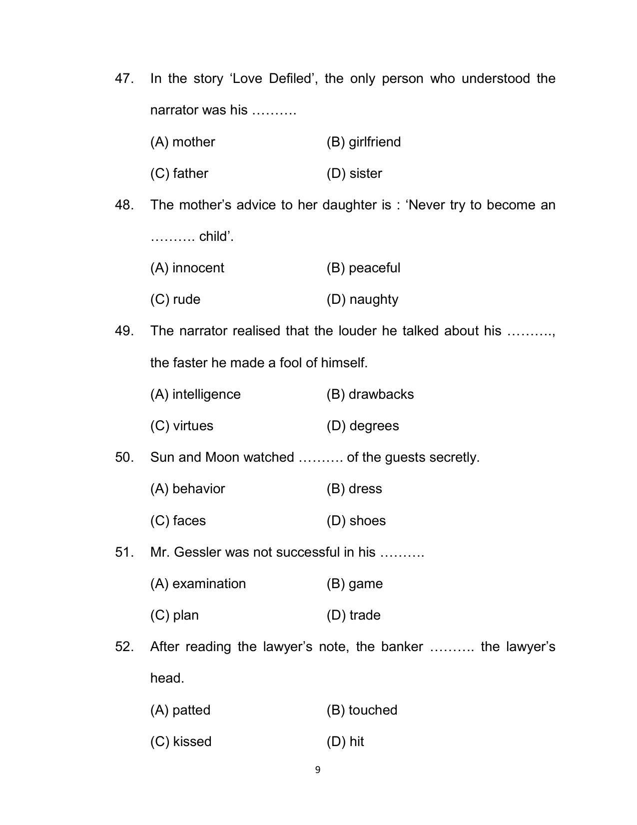 Bihar Board 10th ENGLISH (Compulsory) Model Paper 2023 - Page 9