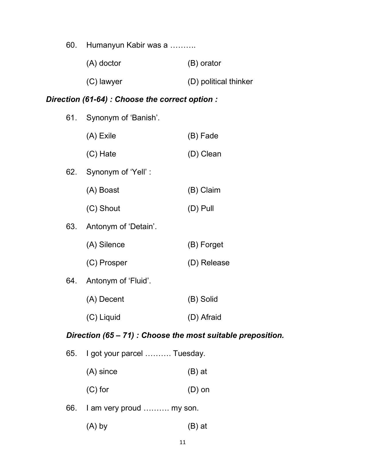 Bihar Board 10th ENGLISH (Compulsory) Model Paper 2023 - Page 11