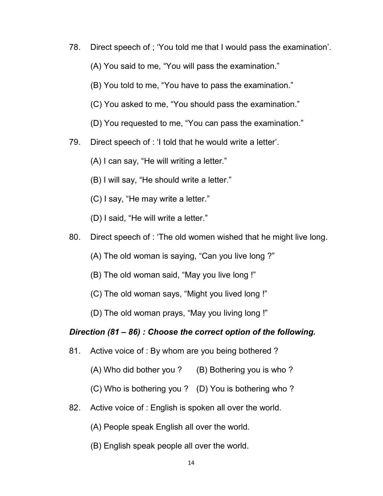 Bihar Board 10th ENGLISH (Compulsory) Model Paper 2023 - Page 14
