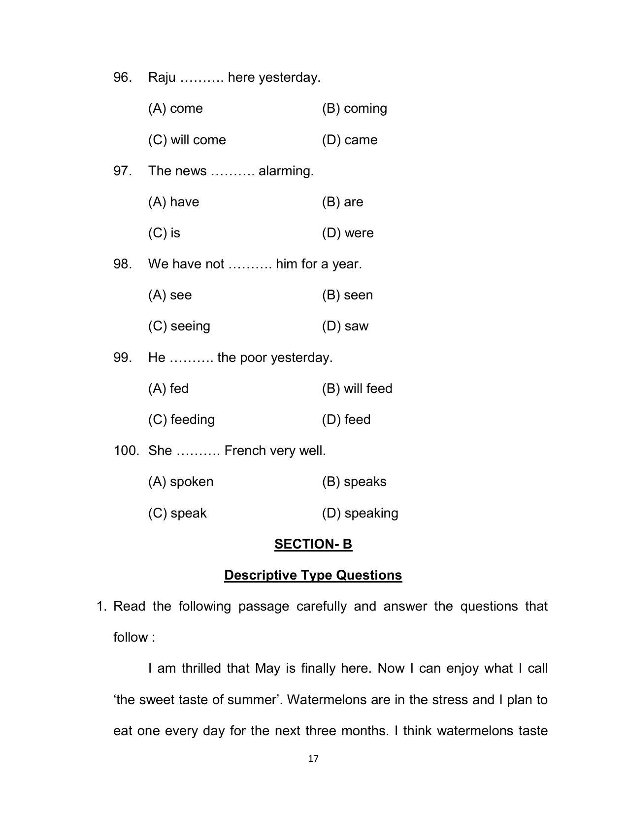 Bihar Board 10th ENGLISH (Compulsory) Model Paper 2023 - Page 17