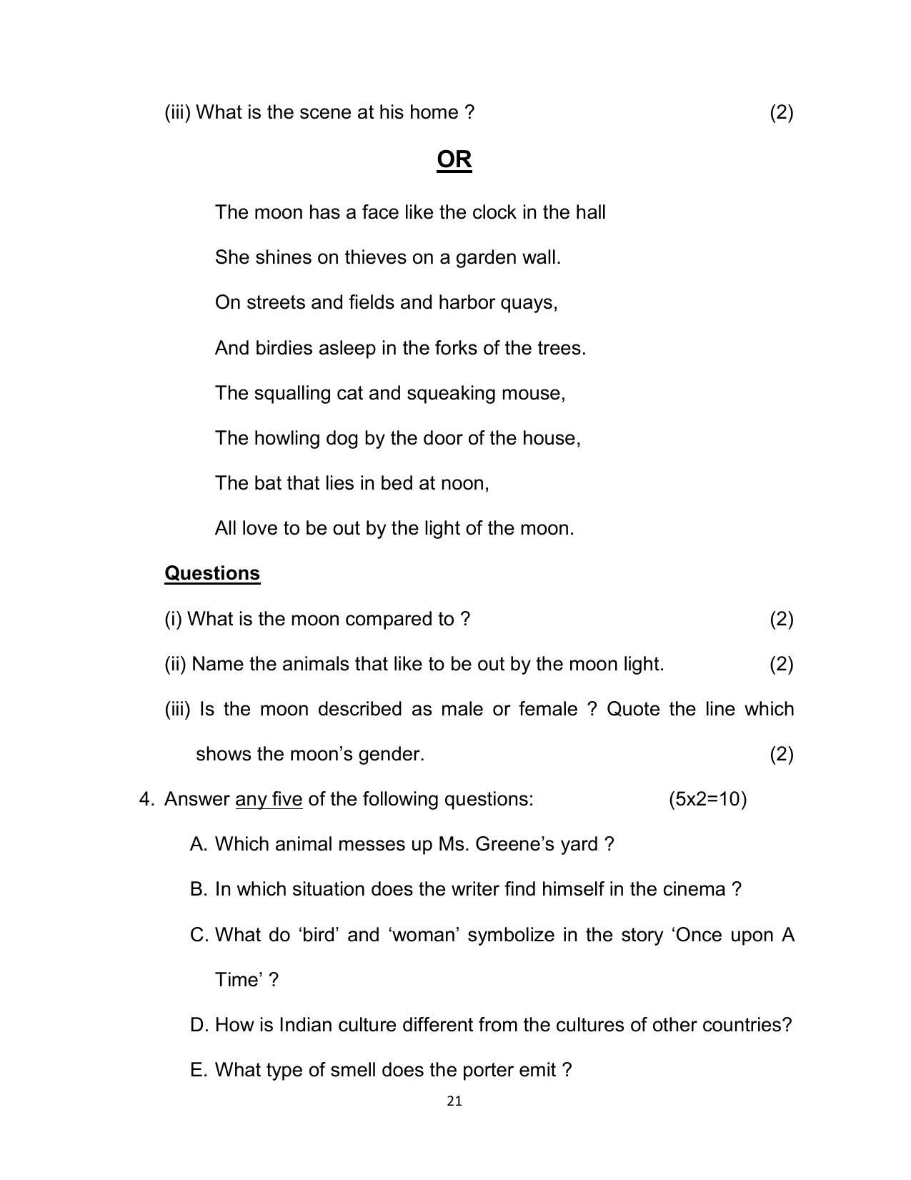 Bihar Board 10th ENGLISH (Compulsory) Model Paper 2023 - Page 21