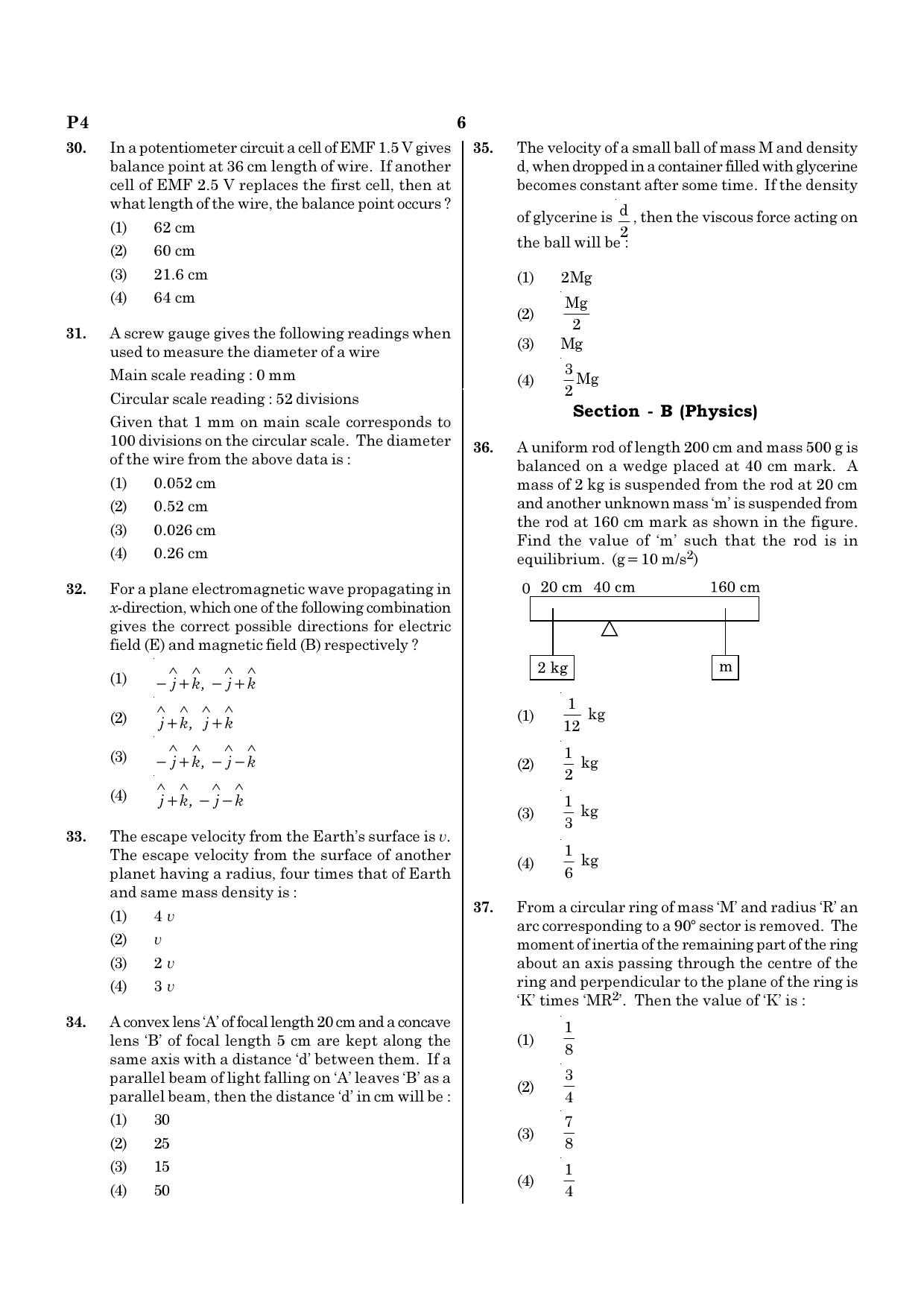 NEET P4 2021 Question Paper - Page 6