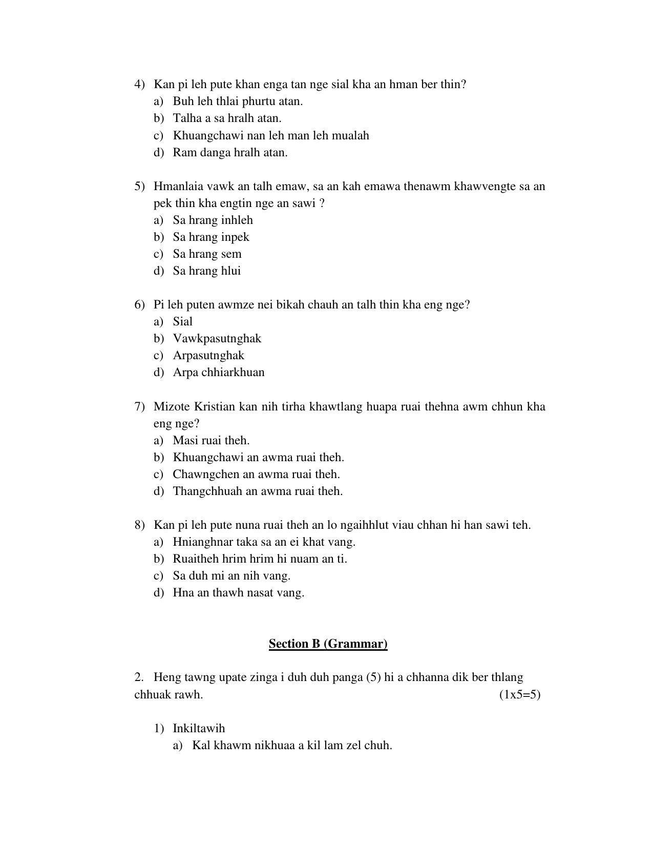 CBSE Class 10 Mizo Sample Papers 2023 - Page 5