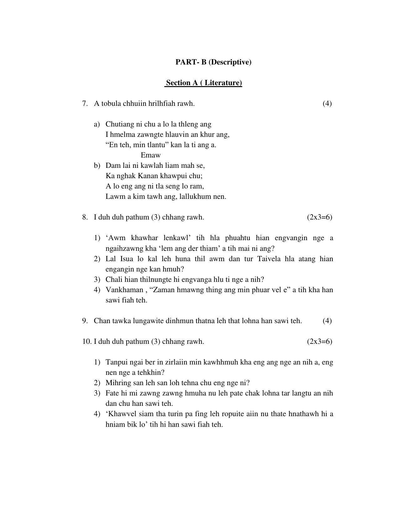 CBSE Class 10 Mizo Sample Papers 2023 - Page 11