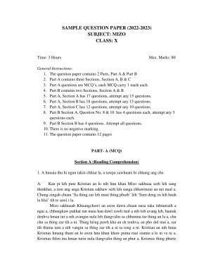 CBSE Class 10 Mizo Sample Papers 2023