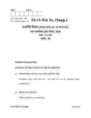Class 12 2020 Political Science Supplementary RBSE Question Paper