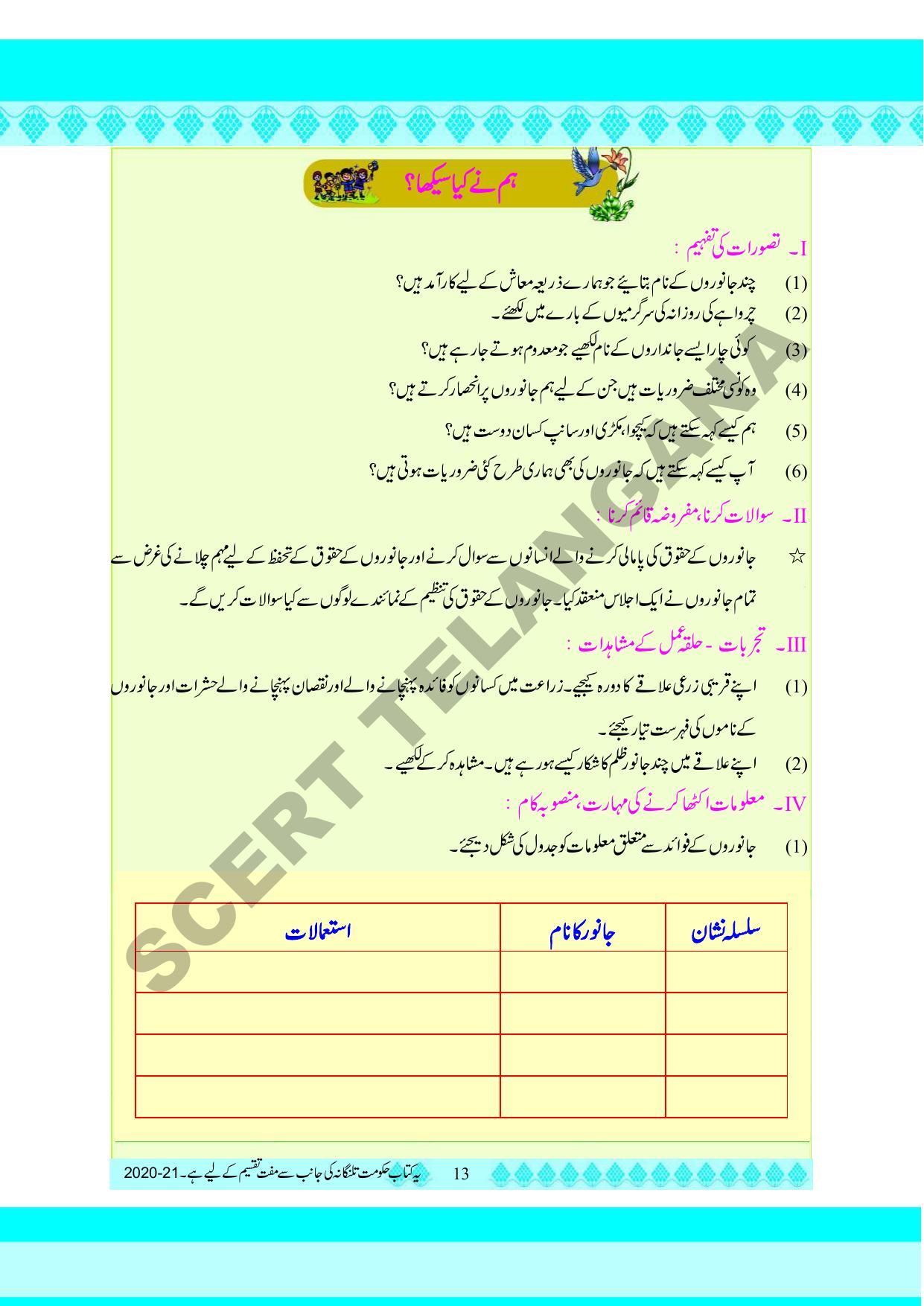 TS SCERT Class 5 Environmental Science part 1 and 2(Urdu Medium) Text Book - Page 23