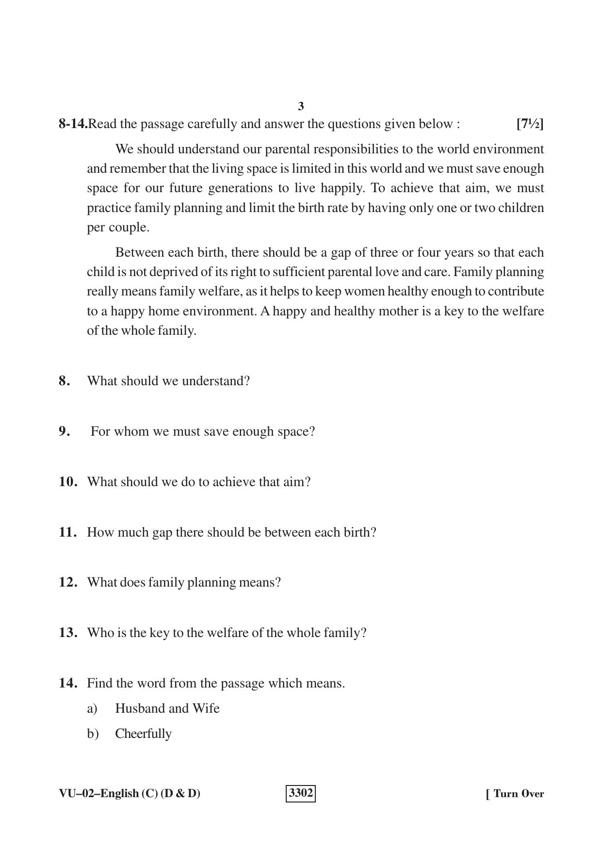 RBSE 2023 English (D&D) Varishtha Upadhyay Question Paper - Page 3