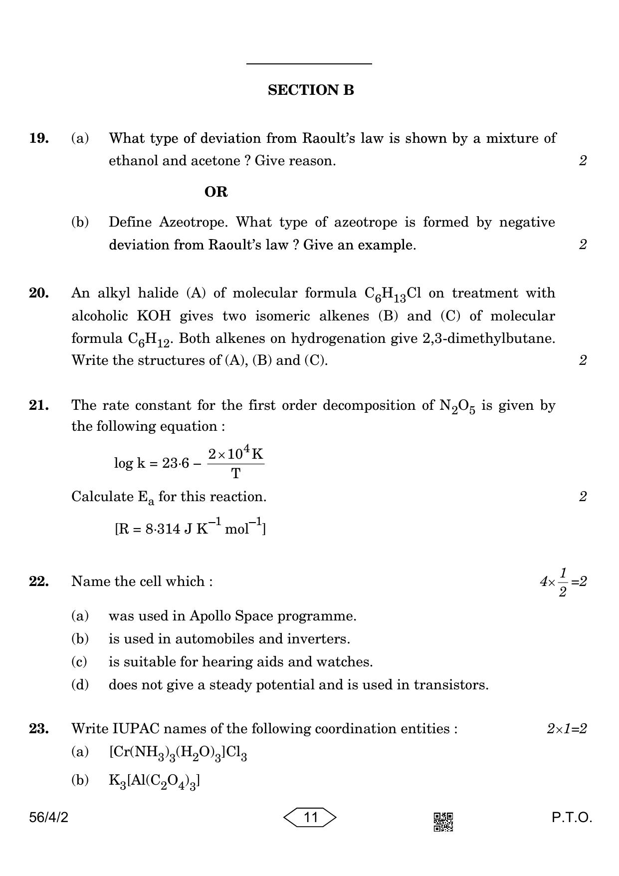 CBSE Class 12 56-4-2 Chemistry 2023 Question Paper - Page 11