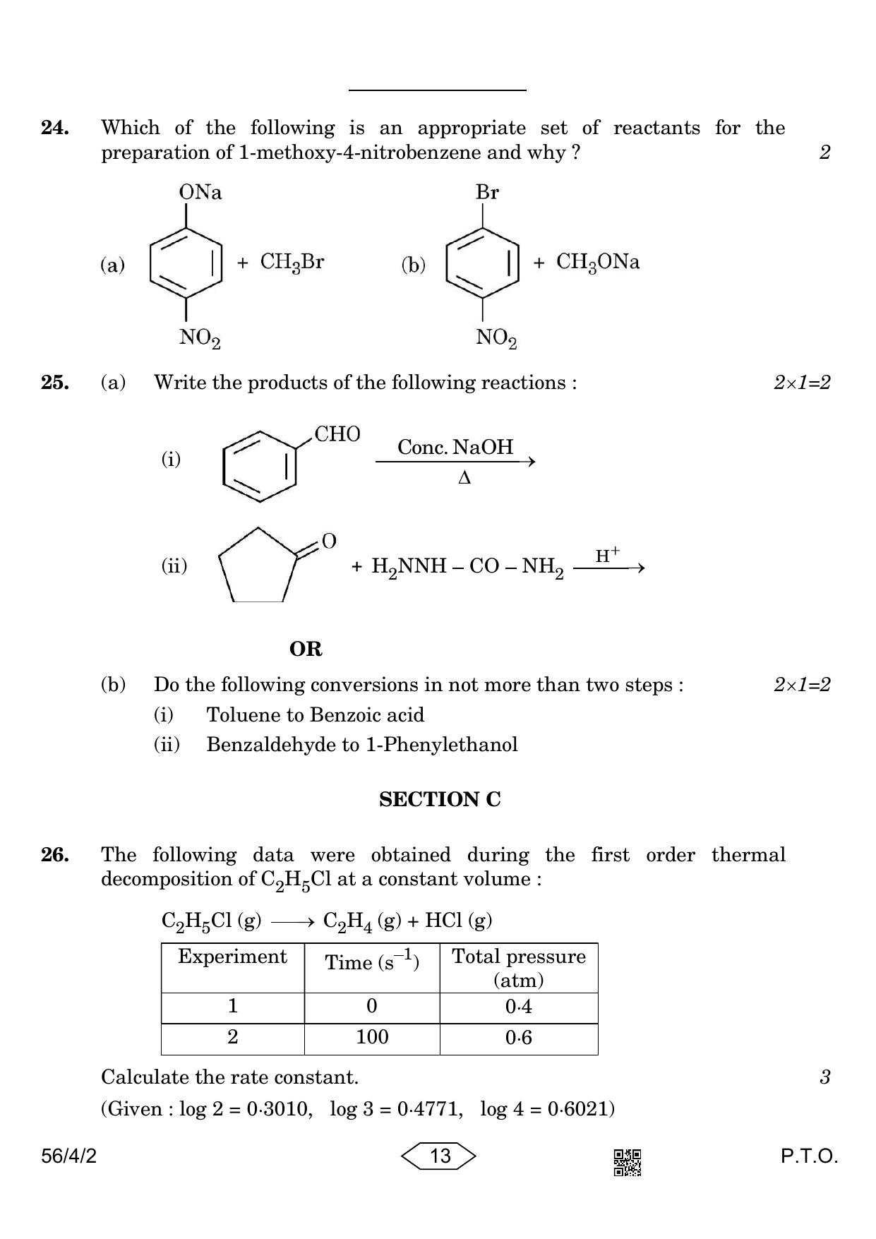 CBSE Class 12 56-4-2 Chemistry 2023 Question Paper - Page 13