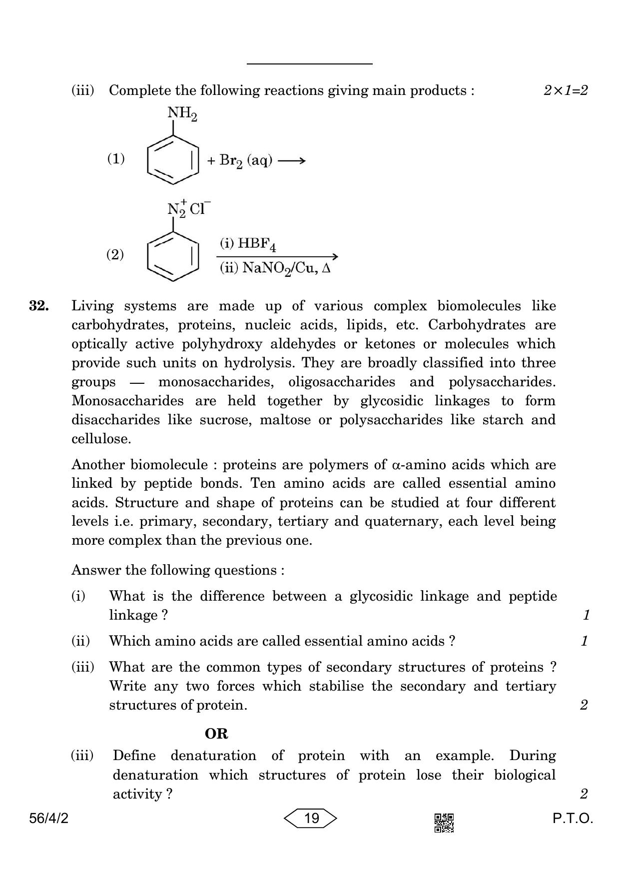 CBSE Class 12 56-4-2 Chemistry 2023 Question Paper - Page 19