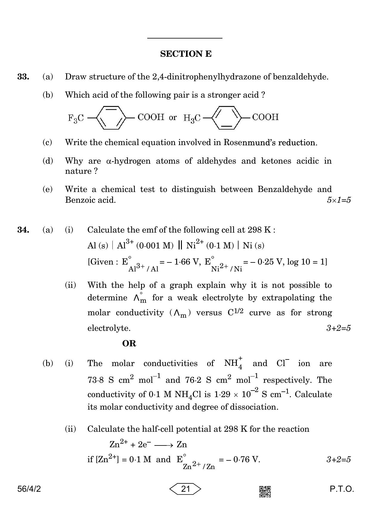 CBSE Class 12 56-4-2 Chemistry 2023 Question Paper - Page 21