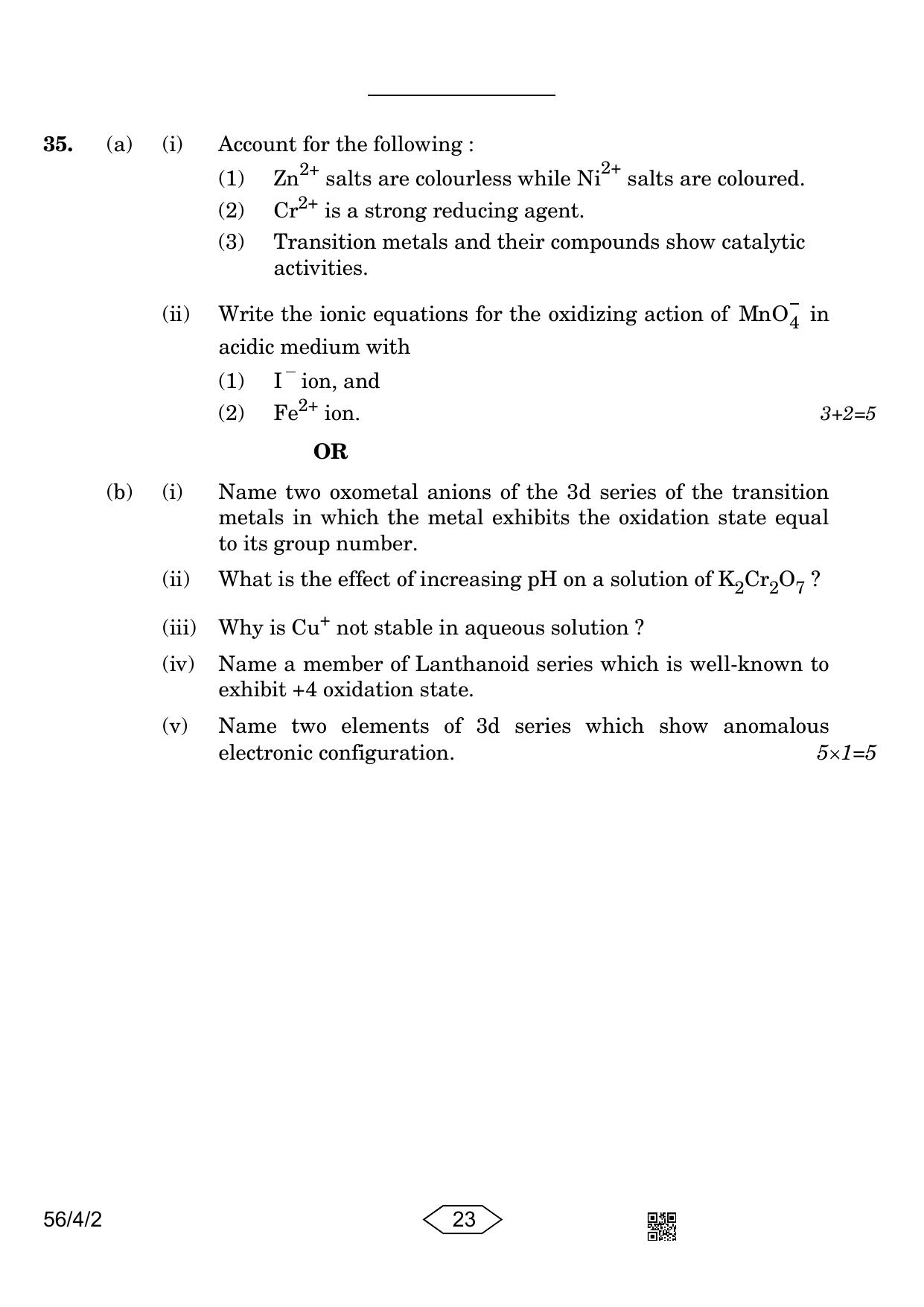 CBSE Class 12 56-4-2 Chemistry 2023 Question Paper - Page 23
