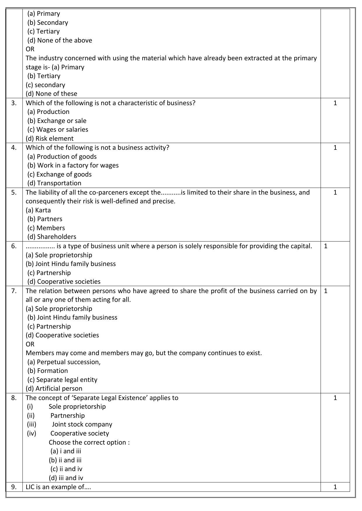 case study questions of business studies class 11 chapter 9