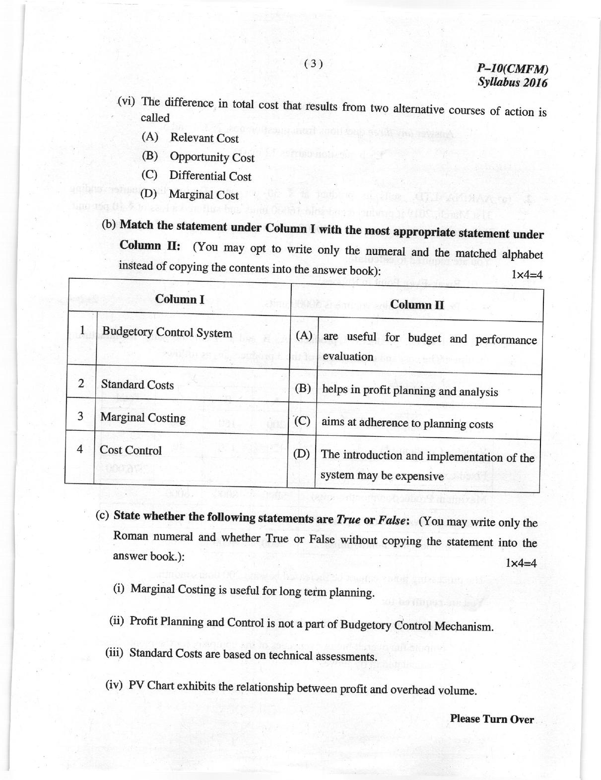 ICMAI June 2019 Cost & Management Accounting and Financial Management Question Paper  - Page 3