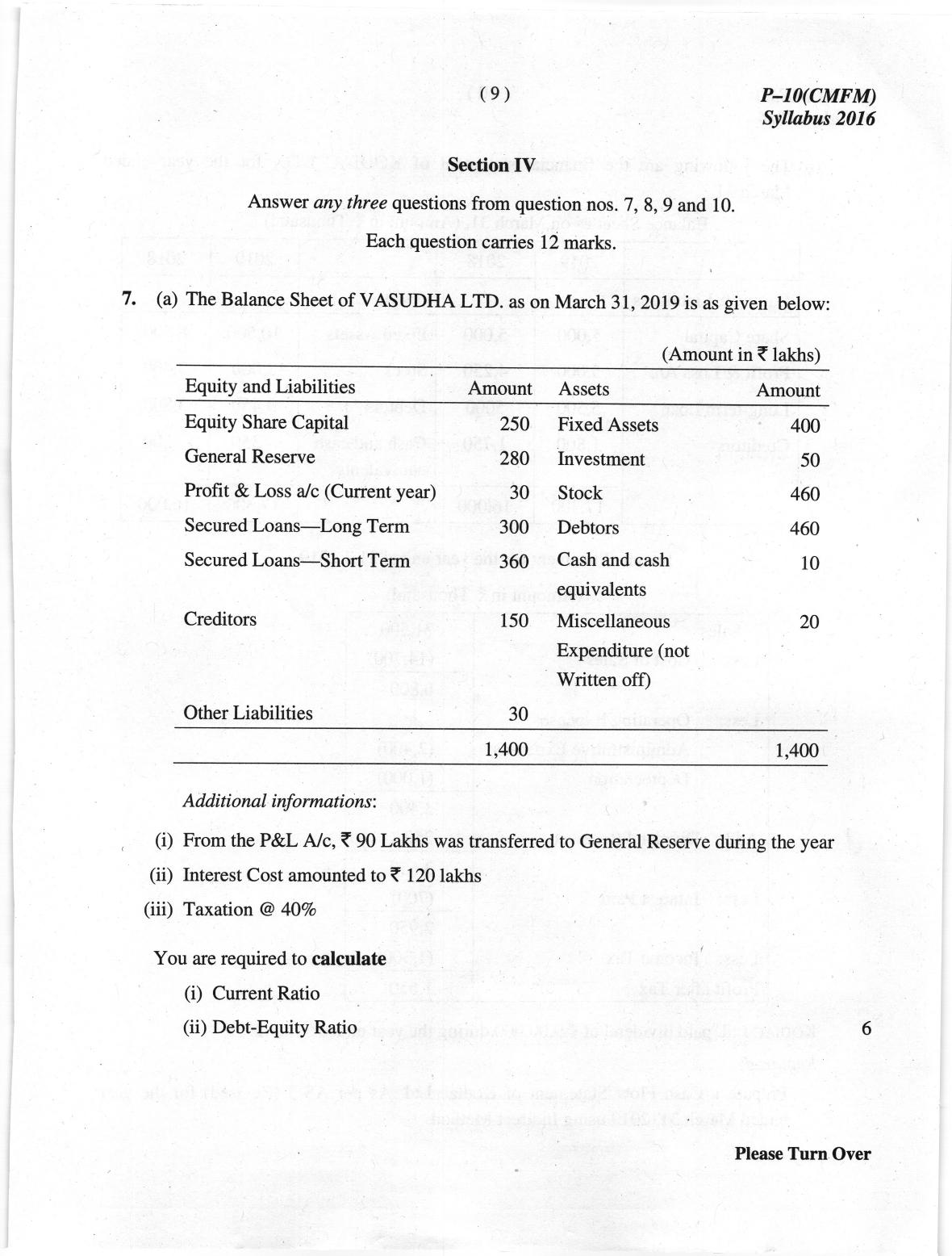 ICMAI June 2019 Cost & Management Accounting and Financial Management Question Paper  - Page 9