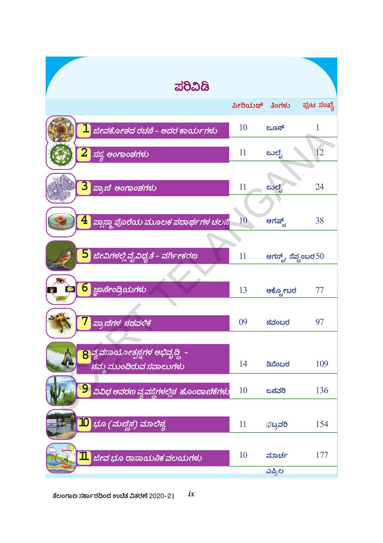 TS SCERT Class 9 Biological Science(Kannada Medium) Text Book - Page 11