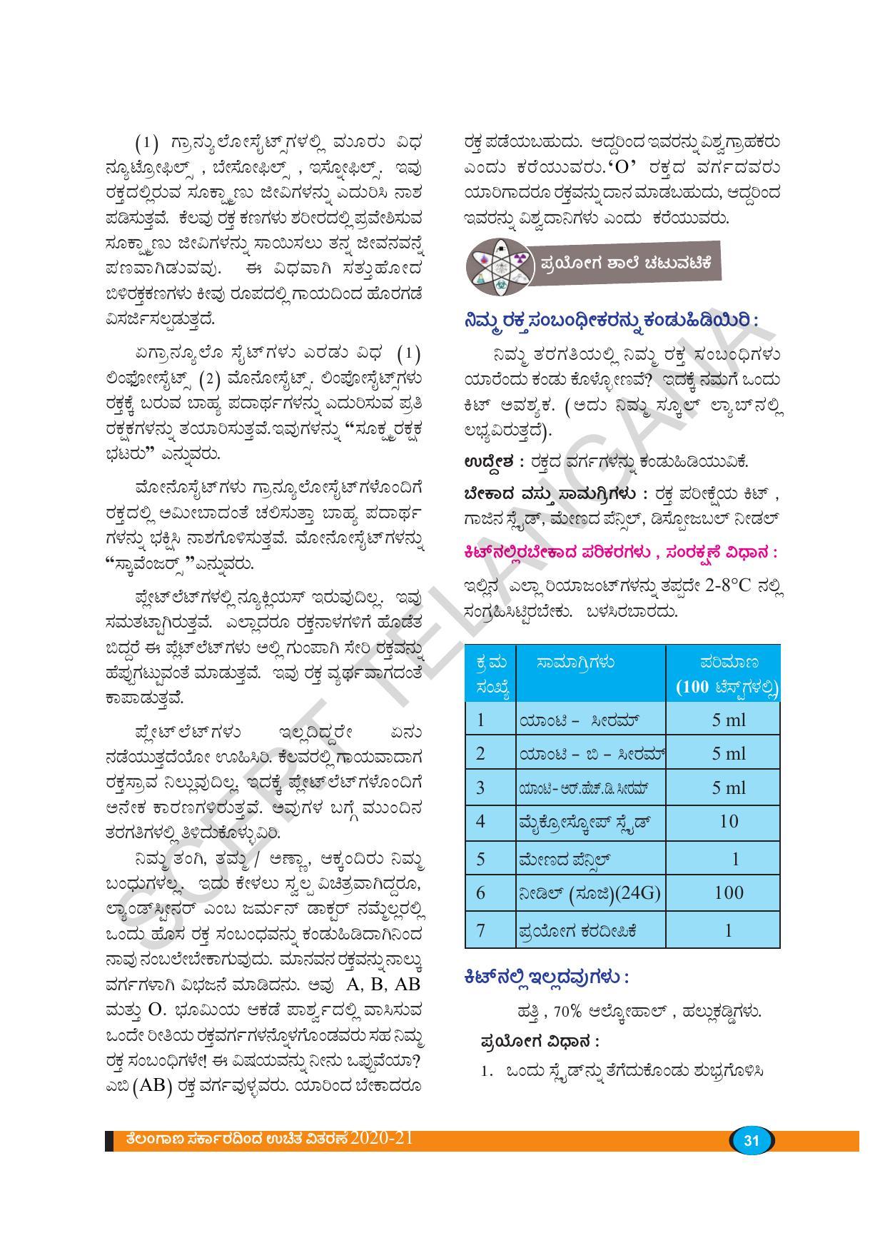 TS SCERT Class 9 Biological Science(Kannada Medium) Text Book - Page 43