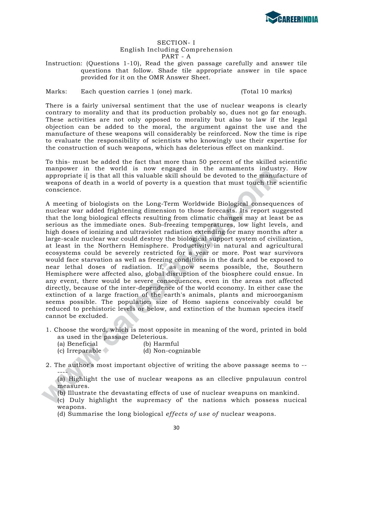 CLAT 2009 UG Sample Question Paper - Page 3
