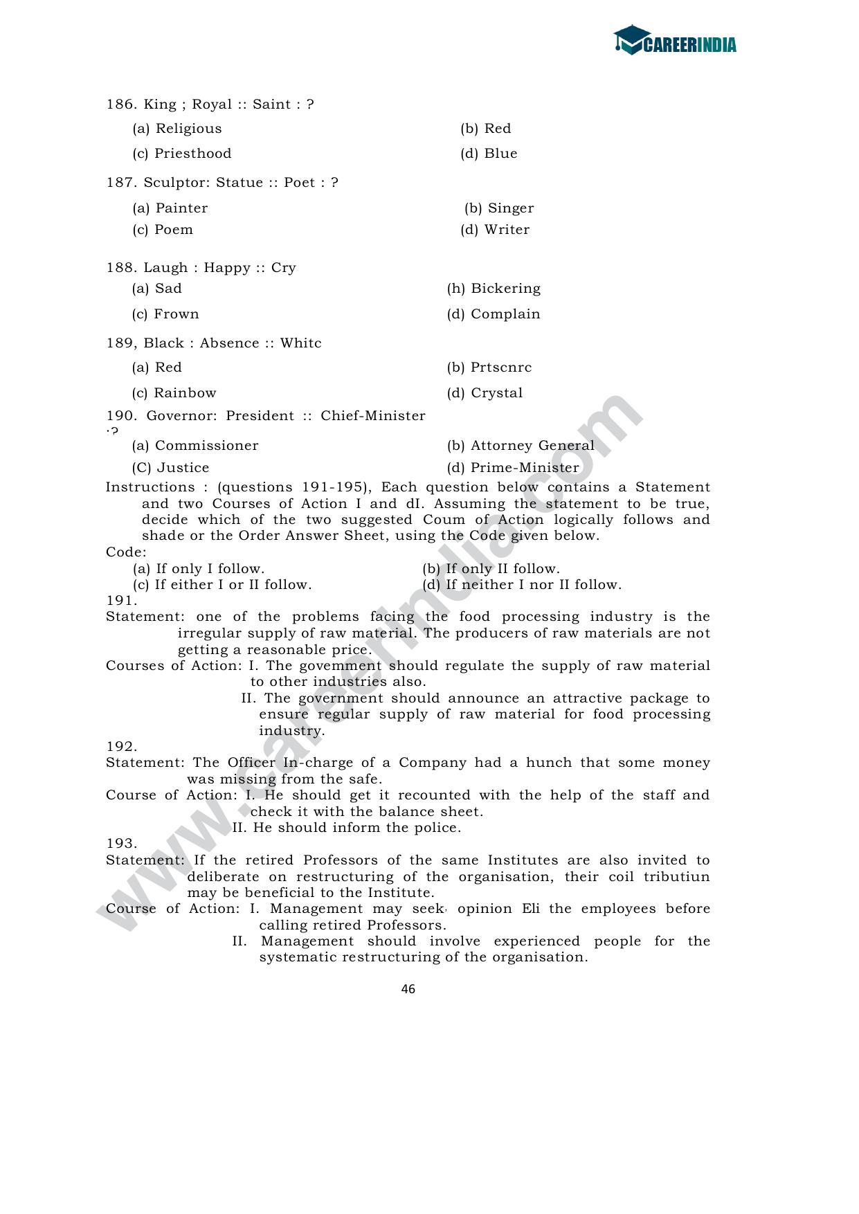 CLAT 2009 UG Sample Question Paper - Page 19