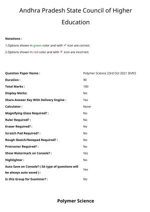 AP PGCET 2021 Polymer Science Question Paper with Answer Key