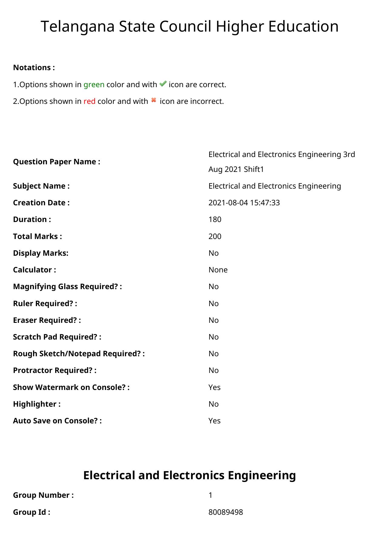 TS ECET 2021 Electrical and Electronics Engineering Question Paper - Page 1