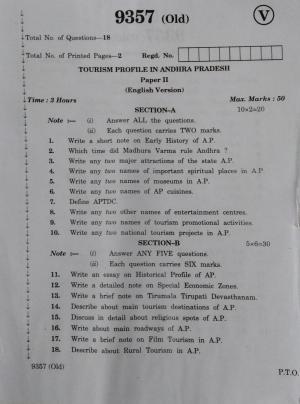 AP Inter 2nd Year Vocational Question Paper March - 2020 - Tourism Profile in Andhra Pradesh-II(old)