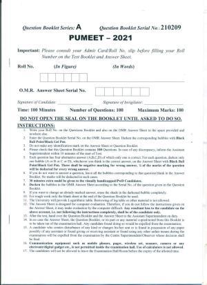 PUMEET 2021 Question Papers