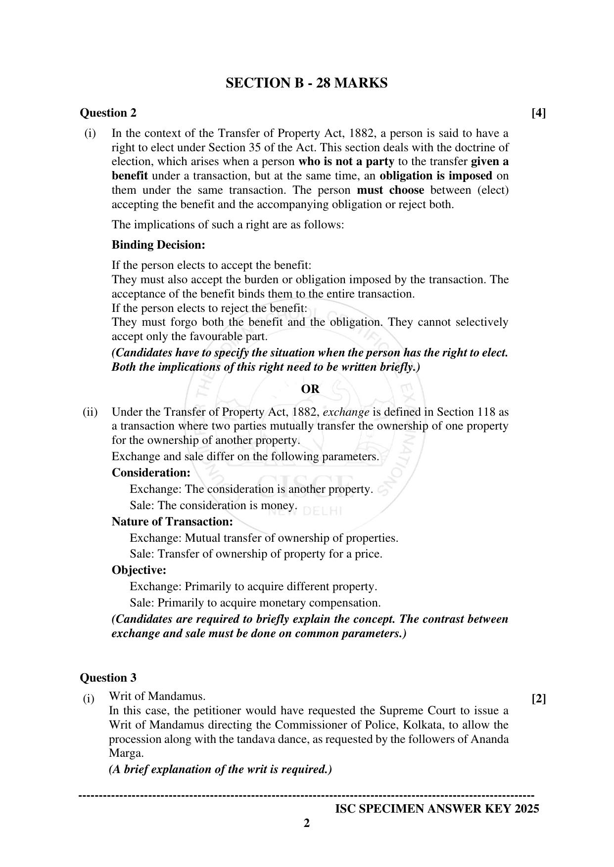 ISC Class 12 2025 LEGAL STUDIES (SQP & AK) Specimen Paper - Page 9
