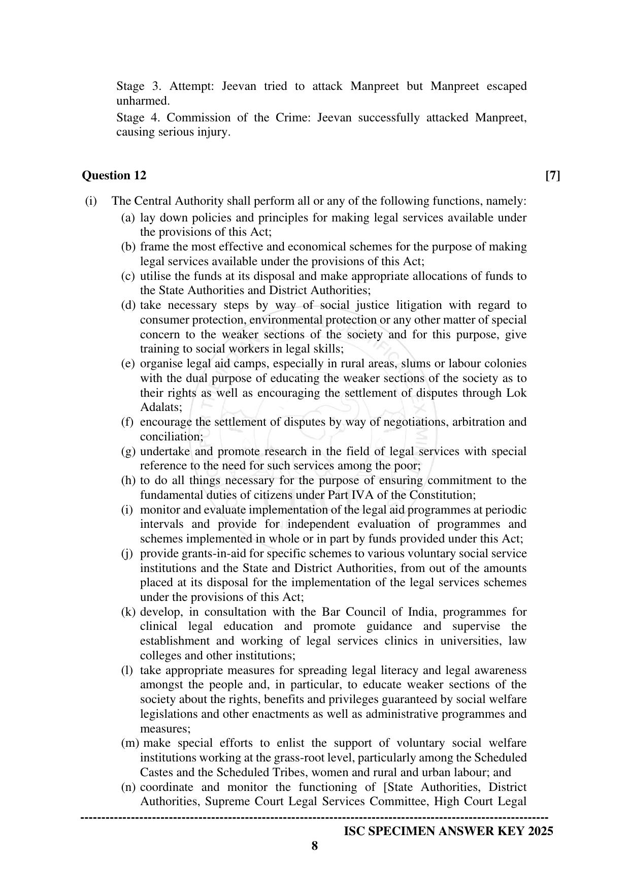 ISC Class 12 2025 LEGAL STUDIES (SQP & AK) Specimen Paper - Page 15
