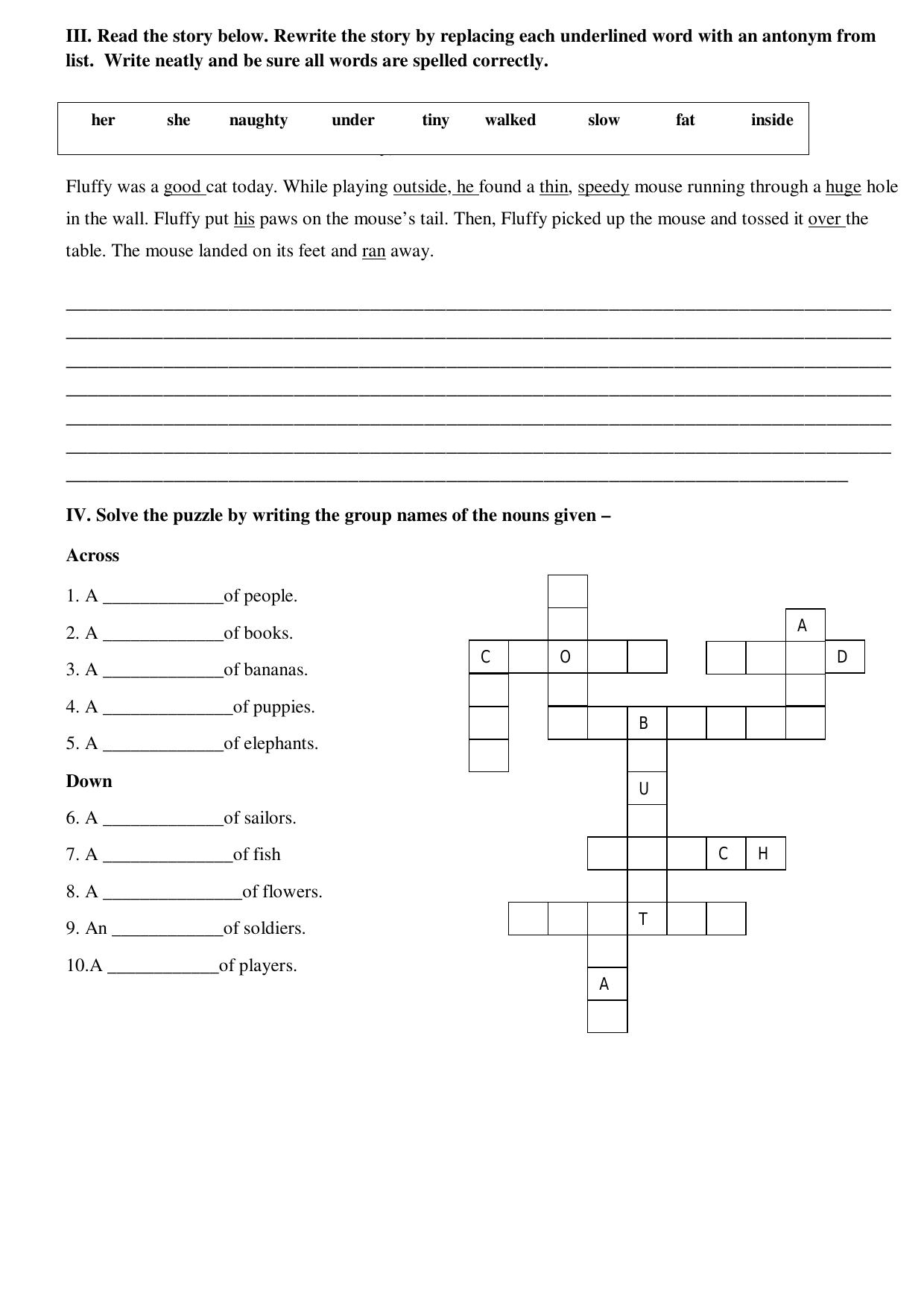 Worksheet for Class 3 English Assignment 31 - Page 2