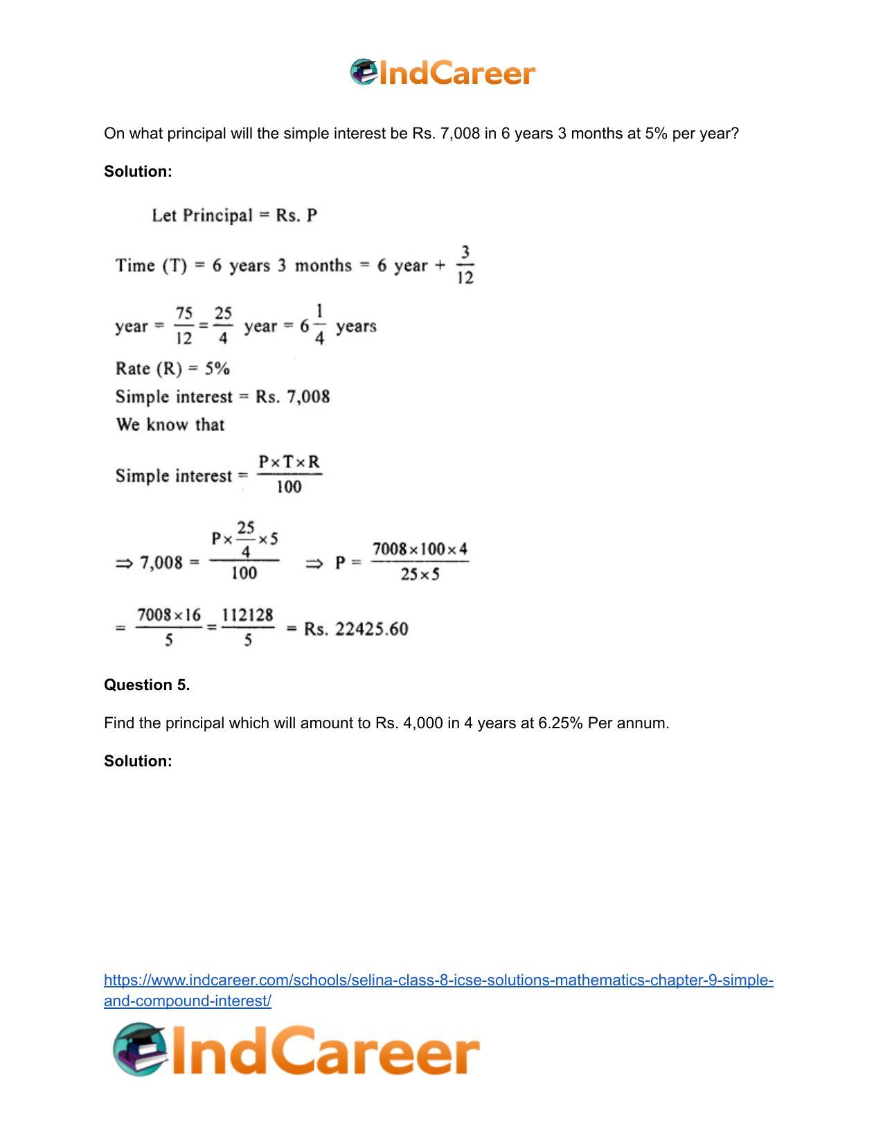 Selina Class 8 ICSE Solutions Mathematics : Chapter 9- Simple and Compound Interest - Page 6