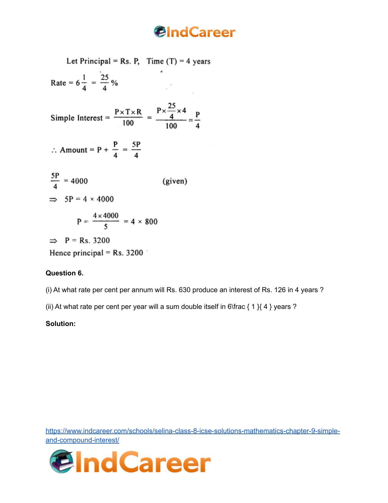 Selina Class 8 ICSE Solutions Mathematics : Chapter 9- Simple and Compound Interest - Page 7