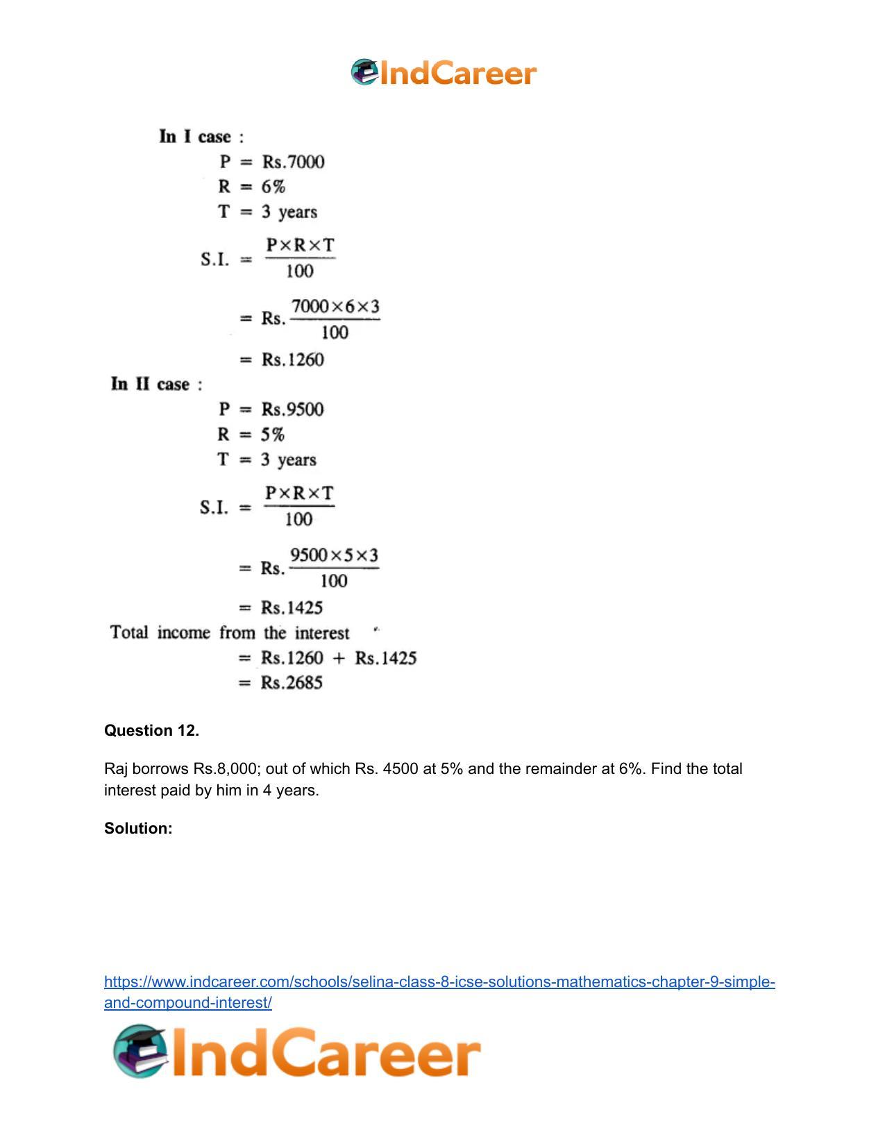 Selina Class 8 ICSE Solutions Mathematics : Chapter 9- Simple and Compound Interest - Page 13