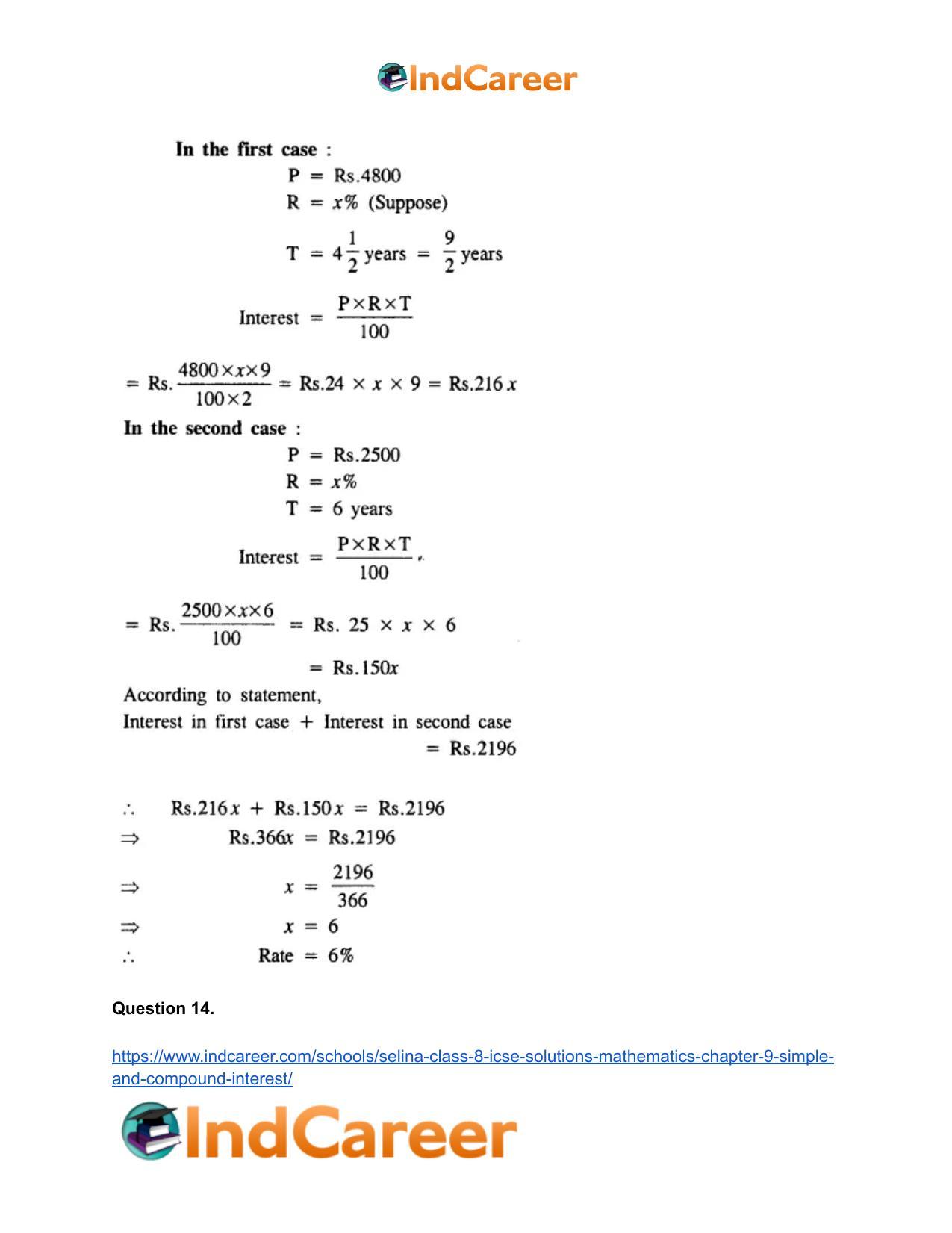 Selina Class 8 ICSE Solutions Mathematics : Chapter 9- Simple and Compound Interest - Page 15