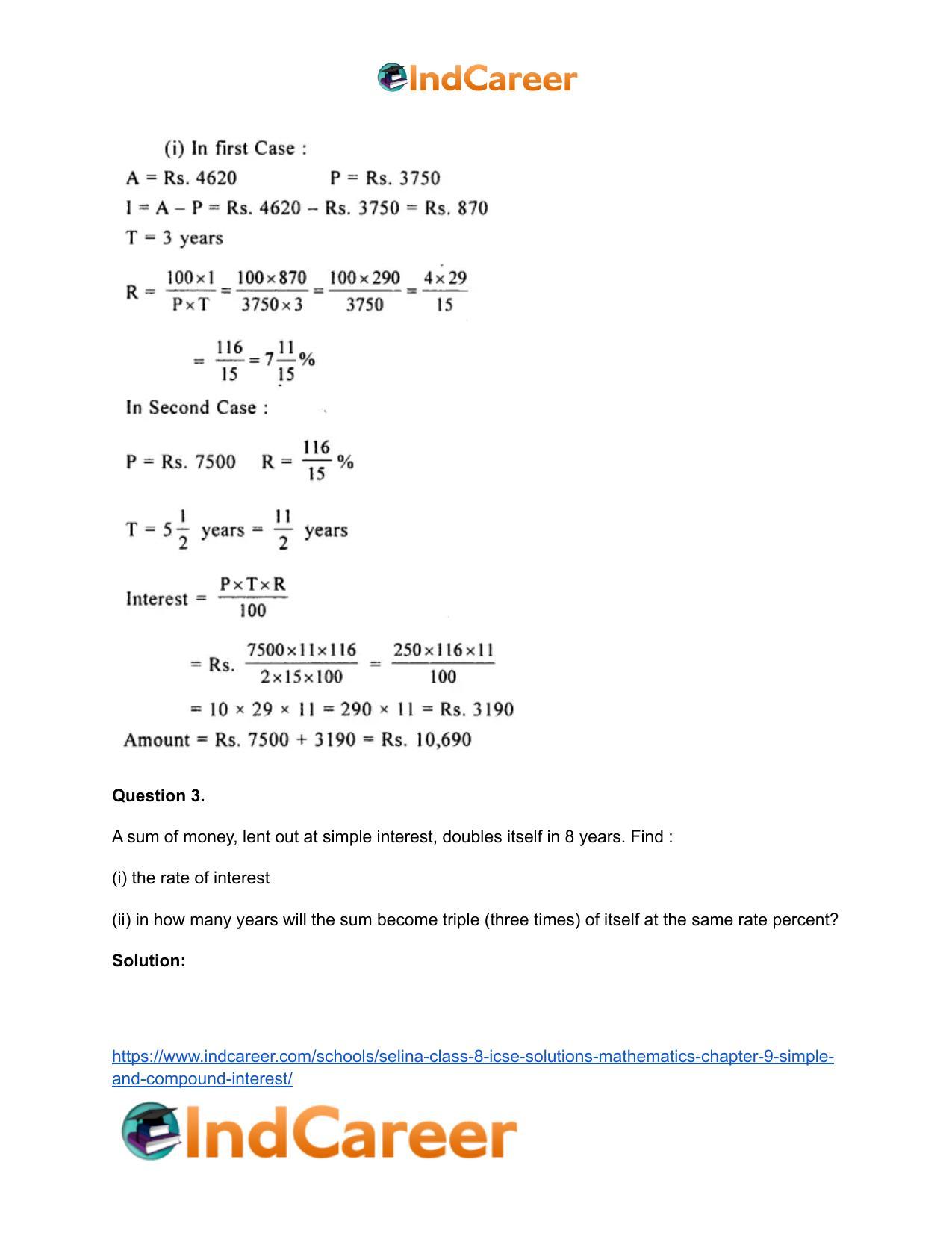 Selina Class 8 ICSE Solutions Mathematics : Chapter 9- Simple and Compound Interest - Page 18