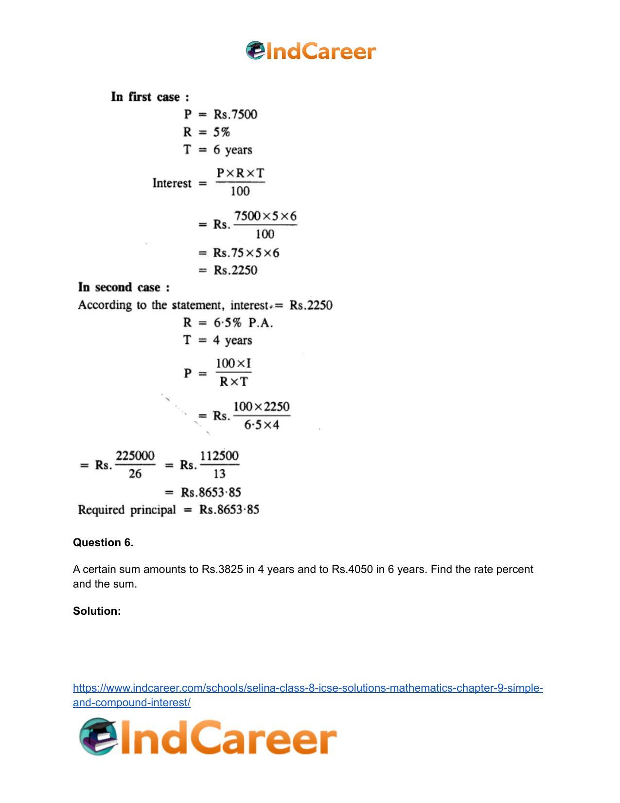 Selina Class 8 ICSE Solutions Mathematics : Chapter 9- Simple and Compound Interest - Page 21
