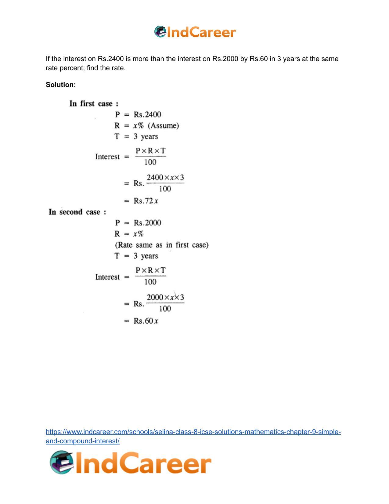 Selina Class 8 ICSE Solutions Mathematics : Chapter 9- Simple and Compound Interest - Page 25