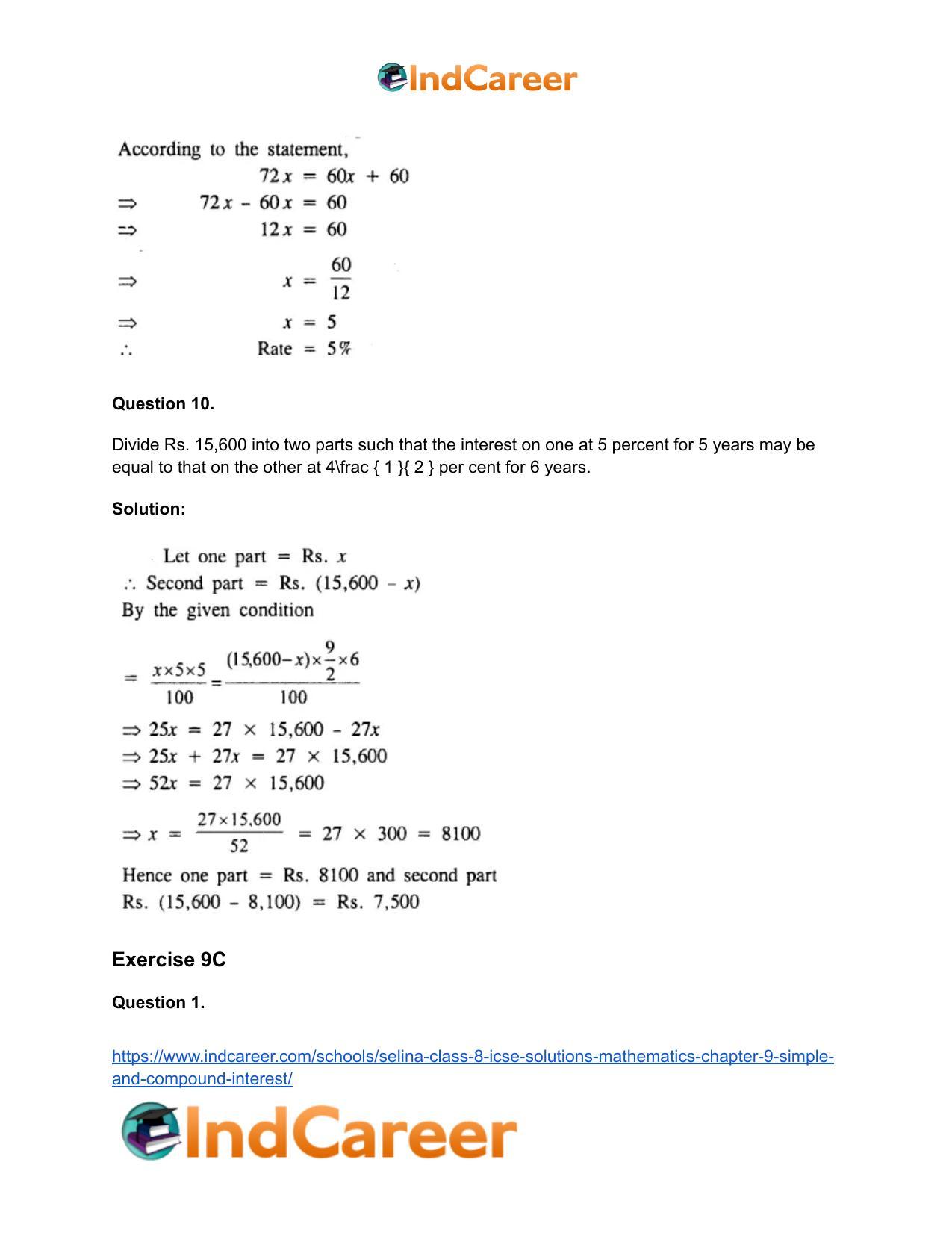 Selina Class 8 ICSE Solutions Mathematics : Chapter 9- Simple and Compound Interest - Page 26
