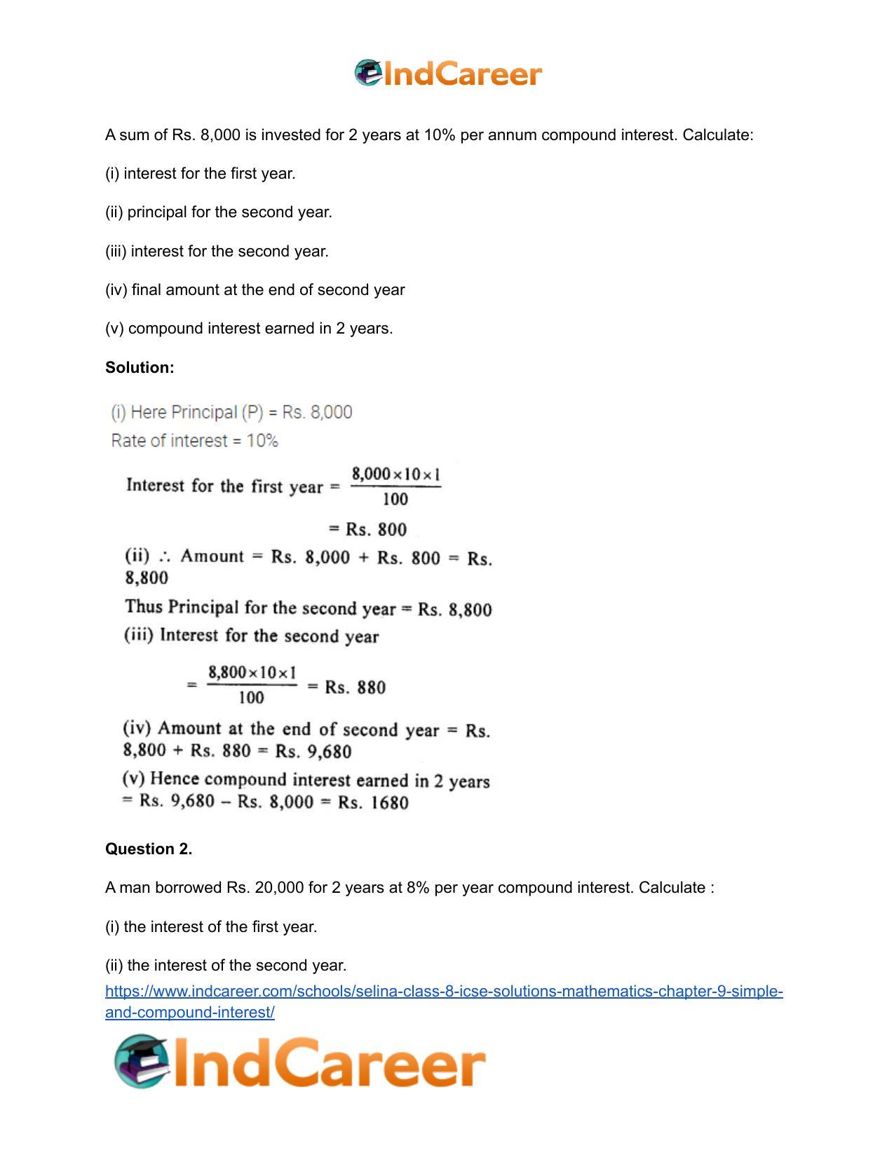 Selina Class 8 ICSE Solutions Mathematics : Chapter 9- Simple and Compound Interest - Page 27