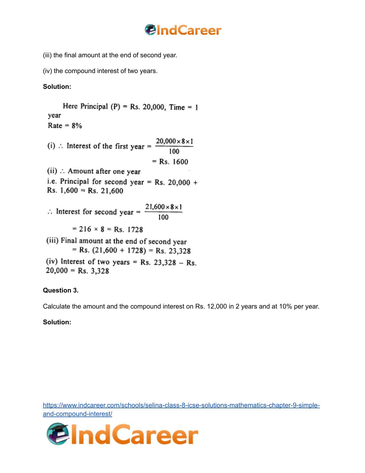 Selina Class 8 ICSE Solutions Mathematics : Chapter 9- Simple and Compound Interest - Page 28