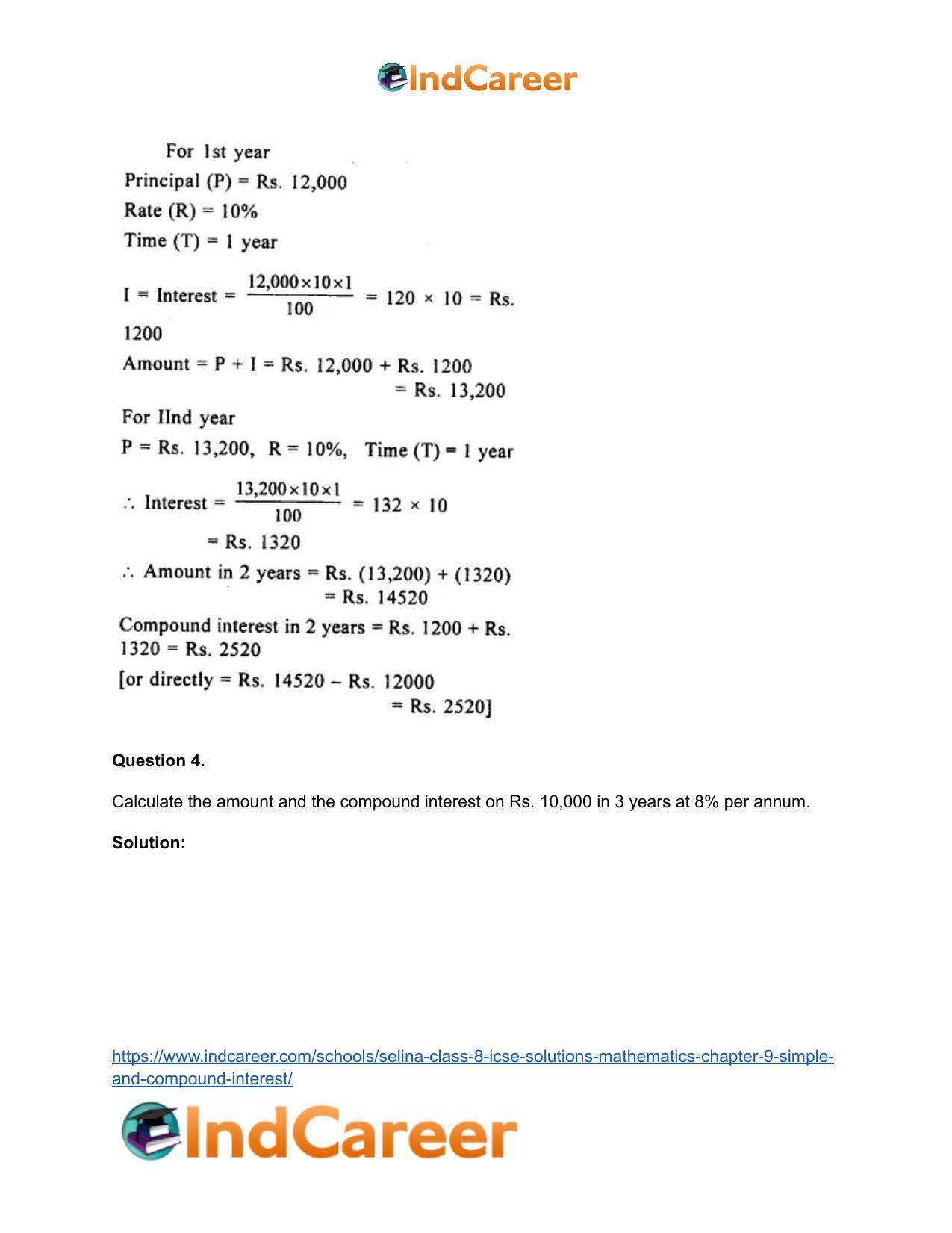 Selina Class 8 ICSE Solutions Mathematics : Chapter 9- Simple and Compound Interest - Page 29